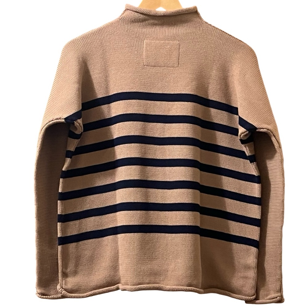 Frank Eileen Sweater Monterey Striped Rolled Funnel Neck Chunky Knit Pullover XS - Picture 3 of 8